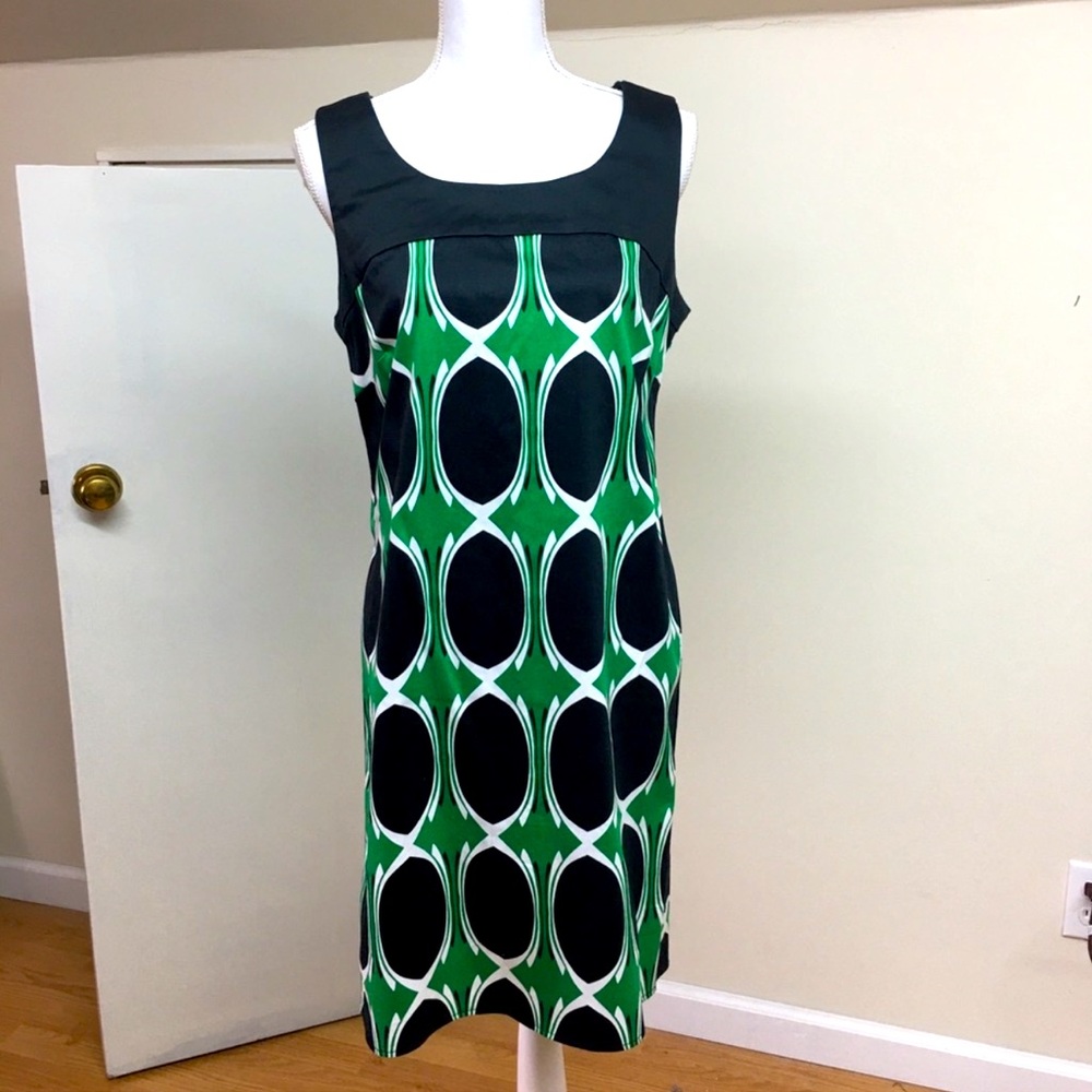 Artsy Blue & Green Lined Dress size 12